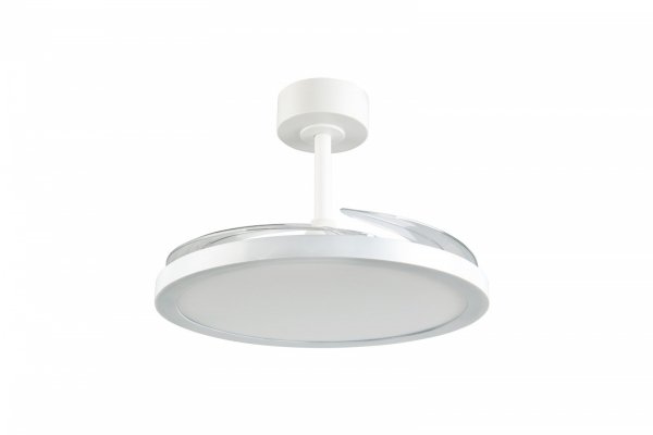Nowoczesna lampa sufitowa z wiatrakiem LED biała okrągła klasyczna minimalistyczna metalowa ściemnialna na pilota KASFJORD R64452131 Rl