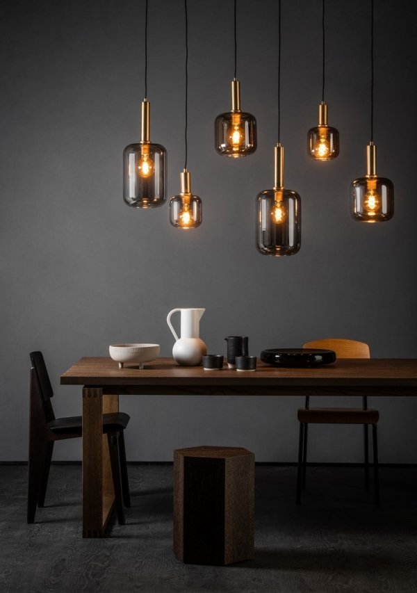 Nowoczesna Lampa Wisząca Czarna Szklane Klosze JOANET 45494/06/65 LUCIDE