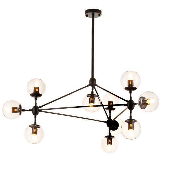Molekularna lampa wisząca czarna bursztynowe klosze kule ASTRIFERO-10 ST-9047-10 amber