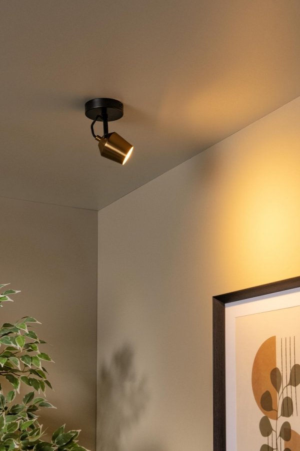 Nowoczesny plafon lampa sufitowa czarno-złota regulowana na wysięgniku uniwersalna minimalistyczna metalowa EMILE 51901/01/02 Lucide