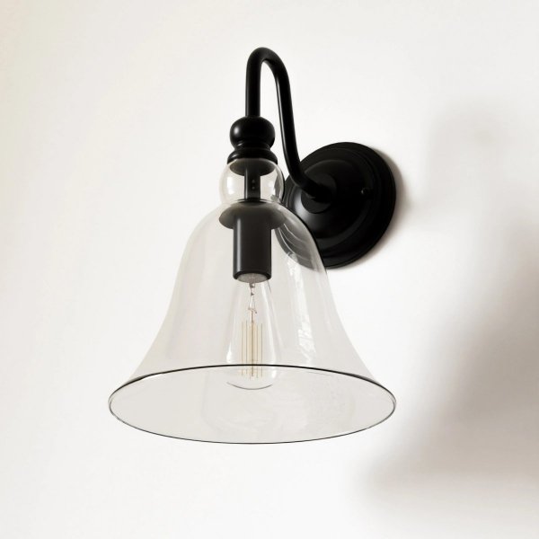 Kinkiet Ścienny CZarny Loft Szklany Klosz PARIS W01796BK COSMO LIGHT