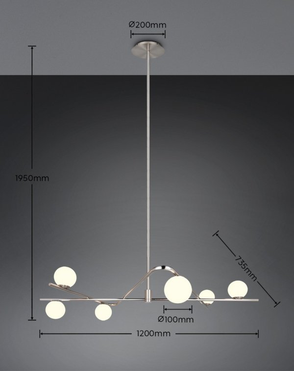 Lampa wisząca dekoracyjna niklowana w nowoczesnym stylu szklane klosze kule FLAMING 368900607 TRIO SELECT