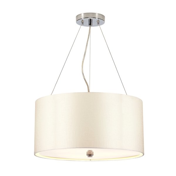 Lampa wisząca 46 cm Pearce 3 źródła światła polerowany chrom jedwabny abażur minimalistyczna DL-PEARCE18-3LT-IV-PC ELSTEAD LIGHTING