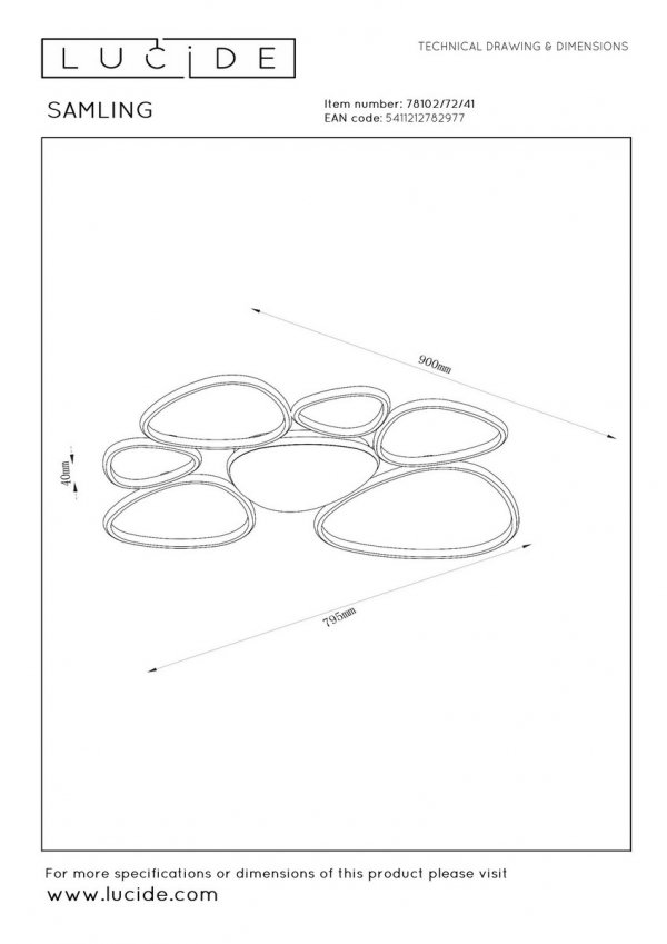 Nowoczesny plafon lampa sufitowa LED szara uniwersalna minimalistyczna geometryczna okręgi ściemnialna SAMLING 78102/72/41 Lucide
