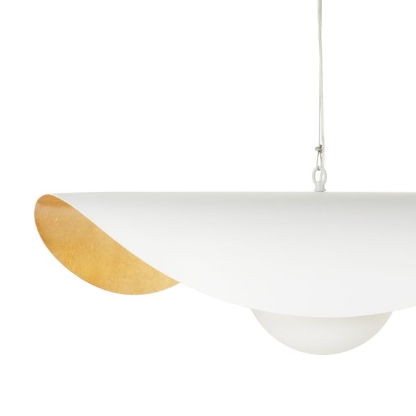 Lampa wisząca ozdobna aluminiowa biała industrialna designerska elegancka mleczny szklany klosz ENZO ST-F22020601-D60 white Step Into Design