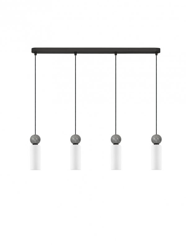 Nowoczesna czarna lampa wisząca 4 źródła światła podłużny szklany klosz ozdobna kula z kamienia minimalistyczna designerska Luces Exclusivas