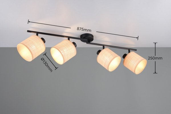 Lampa sufitowa plafon pleciona kolor naturalny 4-płomienna owalna boho rystykalna industrialna minimalistyczna nad stół do salonu sypialni AIMEE R81854036 Rl