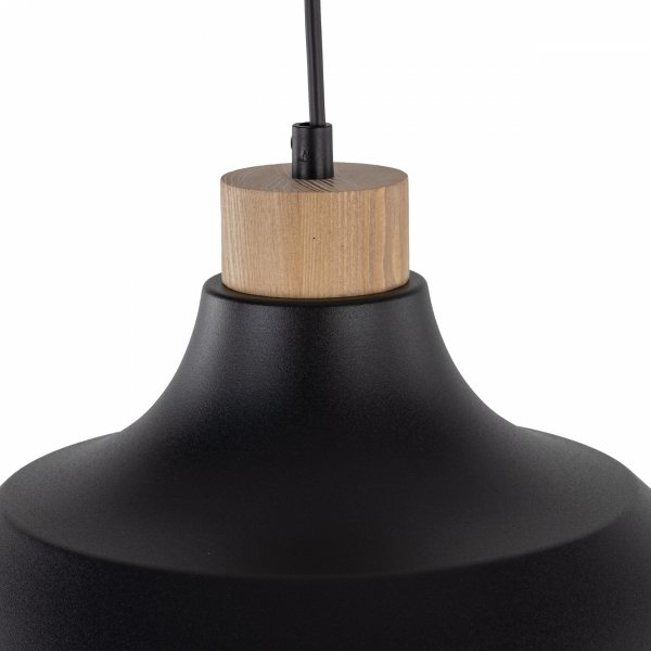 Minimalistyczna lampa wisząca w stylu rustykalnym czarna z elementem drewnianym CAP BLACK 2071 TK-Lighting 