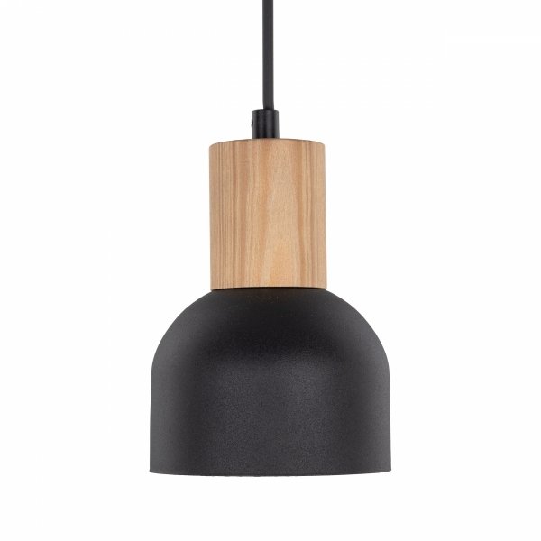 Rustykalna lampa wisząca czarna z elementem drewnianym CAIRO 4894 TK-Lighting pojedyncza nowoczesna minimalistyczna