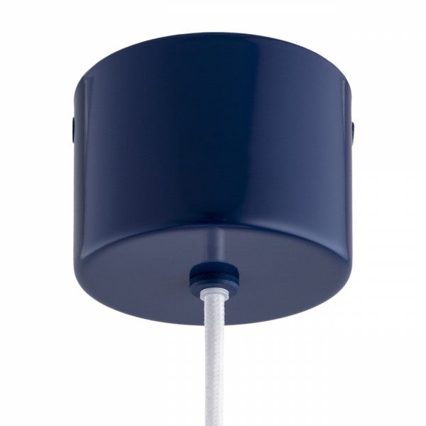 Lampa wisząca ceramika Bolesławiec granatowy płaski talerz w kropki ręcznie zdobiona designerska wyjątkowa BOLL 8950 Argon x Manufaktura w Bolesławcu 
