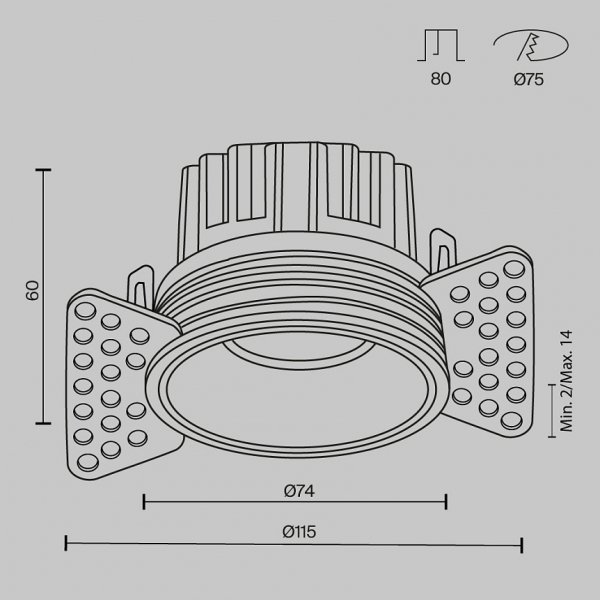 Biała Oprawka Wpuszczana Downlight Round Maytoni DL058-12W3K-TRS-W