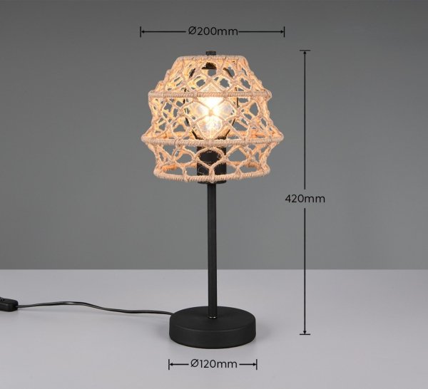 Lampka stołowa nocna pleciona kolor naturalny owalna boho rustykalna industrialna minimalistyczna HIVE R51681036 Rl 