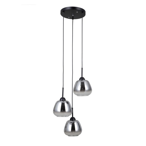 Lampa wisząca szklana czarny dymiony Felis PND-40824-3-BK