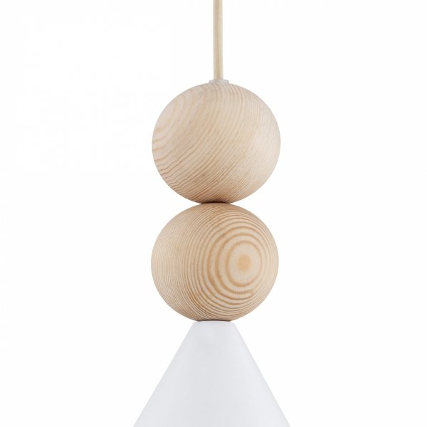 Lampa wisząca stożek z drewnianym dekorem duża skandynawska elegacka KEGEL 8632 Argon