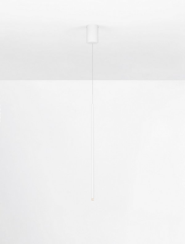 Minimalistyczna lampa wisząca LED aluminiowa zwis biała uniwersalna klasyczna nad stół do salonu sypialni NOVENCIO LE45461 Luces Exclusivas