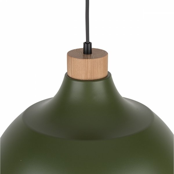 Minimalistyczna lampa wisząca w stylu rustykalnym zielona z elementem drewnianym CAP GREEN 5665 TK-Lighting 