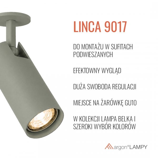 Reflektor sufitowy wpuszczany regulowana tuba zielony minimalistyczny uniwersalny LINCA 9017 Argon