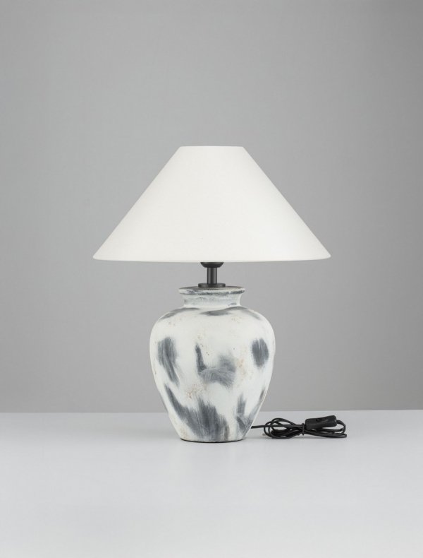Lampka stołowa nocna biały abażur podstawa ceramiczna dekoracyjna na komodę Luces Exclusivas