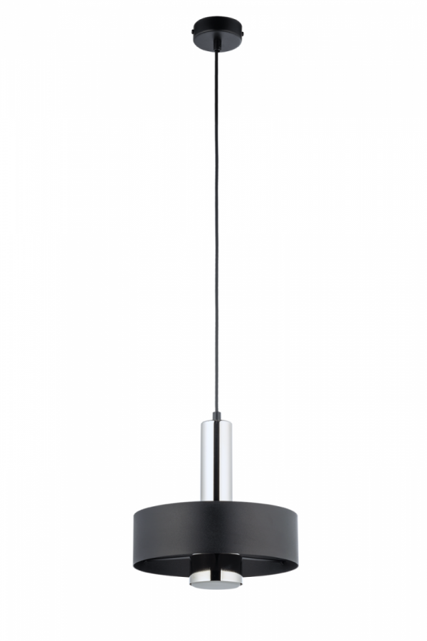 Nowoczesna lampa wisząca pojedyncza Rif Lux Sigma 40715 czarny/ srebrny salonowa nad wyspę