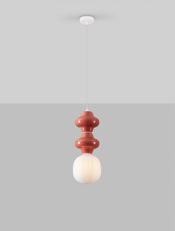 Designerska Lampa Wisząca z Ceramiki w Kolorze Koralowym Luces Exclusivas VILROSA LE44558