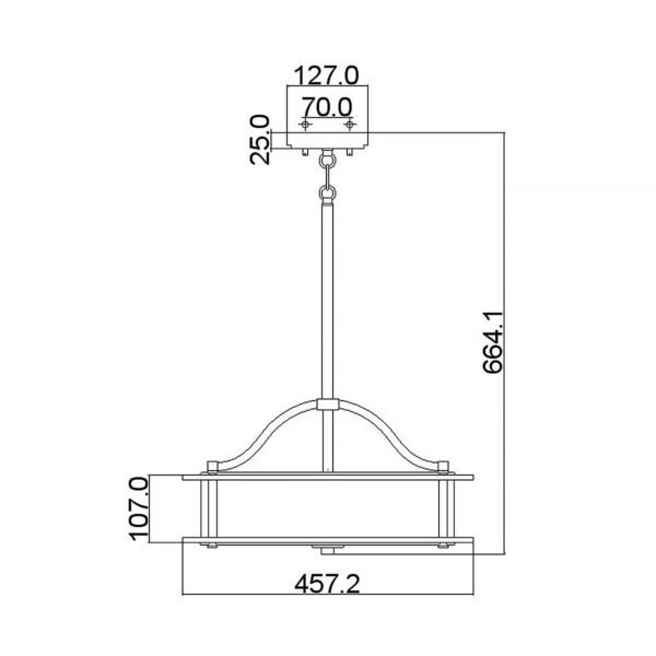 Lampa wisząca półplafon Emory 3 źródła światła stary brąz klasyczna metal i szkło KL-EMORY-P-S KICHLER