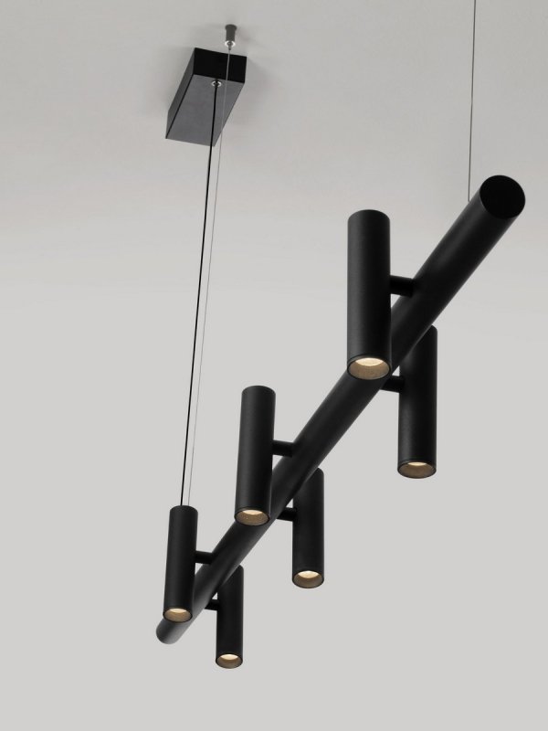 Lampa wisząca LED listwa 120cm z regulowanymi tubkami czarna ściemnialna uniwersalna Luces Exclusivas