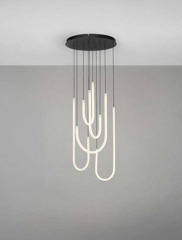 Lampa wisząca LED czarna geometryczny zwis designerska nowoczesna ściemnialna Luces Exclusivas