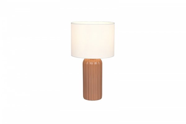 Lampka nocna stołowa ceramiczna podstawa tkaninowy abażur brązowa minimalistyczna klasyczna BLAIR R51811972 Rl