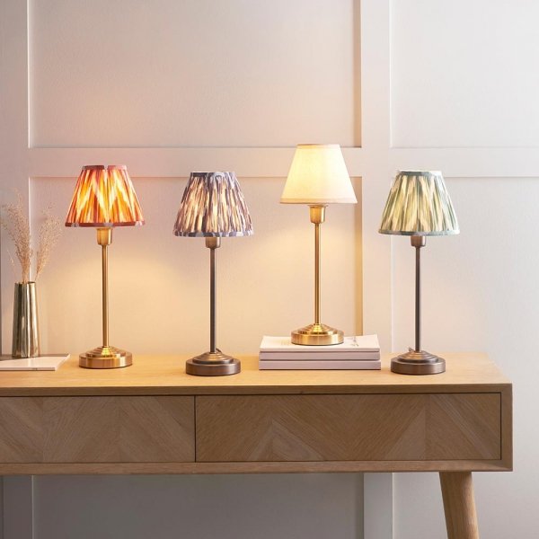 Klasyczna lampka stołowa nocna abażurowa mosiężna kolorowa minimalistyczna uniwersalna Rise &amp; Ikat 120754 ENDON