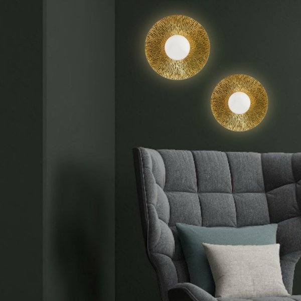 Lampa ścienna kinkiet metalowy złoty szklana kula unikatowy nowoczesny okrągły SUN ST-FB230946-D35 Step Into Design