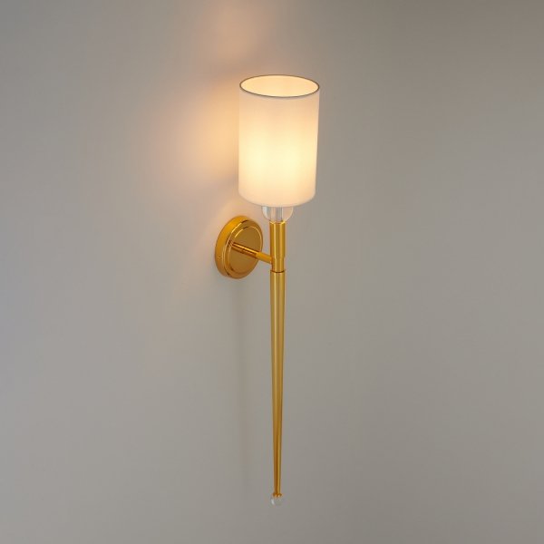Lampa ścienna kinkiet metalowy złoty elegancki klasyczny minimalistyczny biały klosz DAMA ST-8436 AGB-CE GOLD Step Into Design