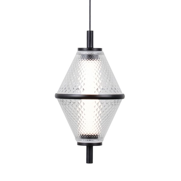 Lampa wisząca Fuente Italux PND-34395-3-BK ozdobna siatkowany klosz czarny mat/ chrom