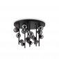 Czarny Molekularny Plafon Sufitowy Szklane Kule PERLAGE PL18 328386 IDEAL LUX 