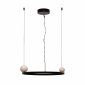 Nowoczesna lampa wisząca LED okrąg ring czarna kule z kamienia naturalnego designerska SOLARIS P0613 Maxlight 