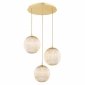 Lampa wisząca 3 płomienna na okragłej podsufitce kule mosiądz ryflowanie miodowa glamour salon jadalnia PALOMA 6311 Argon 