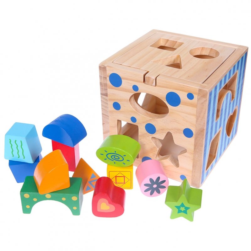 Drewniany Sorter Kostka Edukacyjna Klocki Ecotoys Zabawki Drewniane Dla Dzieci