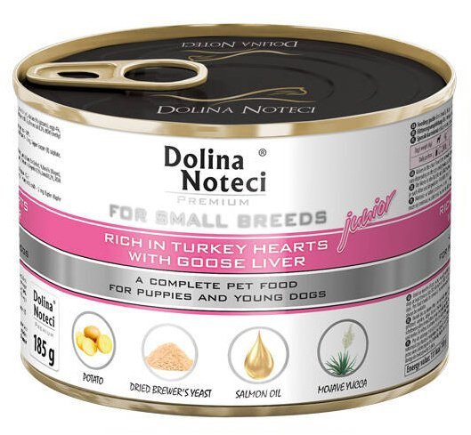 Dolina Noteci Premium Pies Mały Junior serca indyka i wątróbka z gęsi 185g