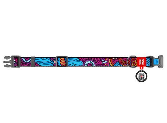 Collar WauDog Nylon Obroża nylonowa z QR-paszportem, plastikowy fastex, wzór LATO, 25mm/33-49cm