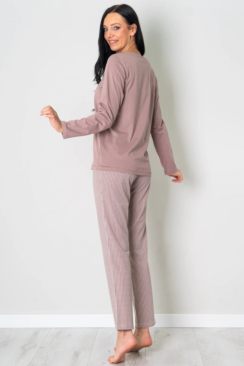 MUZZY Piżama damska KUBEK długi rękaw i długie spodnie R: