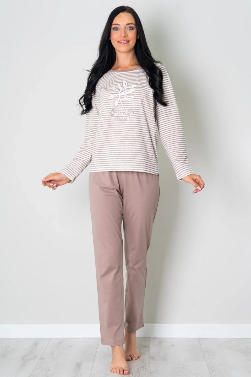 MUZZY Piżama damska PASKI długi rękaw i długie spodnie R: