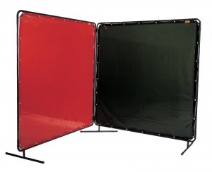WELDAS-Ekran spawalniczy jednoczęściowy z regulacją COMBOframe 2,4x1,8 m (szer.x wys.) (55-8668, 55-7168) ciemna zieleń