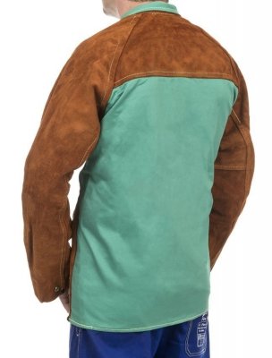 WELDAS-Lava Brown™ skórzana kurtka spawalnicza z dwoiny bydlęcej z plecami z trudnopalnej bawełny 44-7300/P L