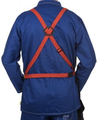 WELDAS-Arc Knight® fartuch spawalniczy, wysokiej odporności trudnopalna bawełna 520 gr./m2 ze wzmocnieniami z czarnej dwoiny bydlęcej 38-4442 (107 cm x 60 cm) dł x szer