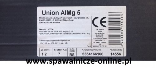 Drut spawalniczy UNION AlMg5 fi 1,2 (7kg.)