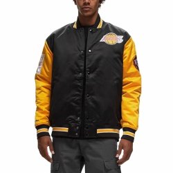 Mitchell & Ness kurtka NBA Los Angeles Lakers Primetime Heavyweight Satin Jacket Vintage Logo Lakers JK8453-LALBLCK
