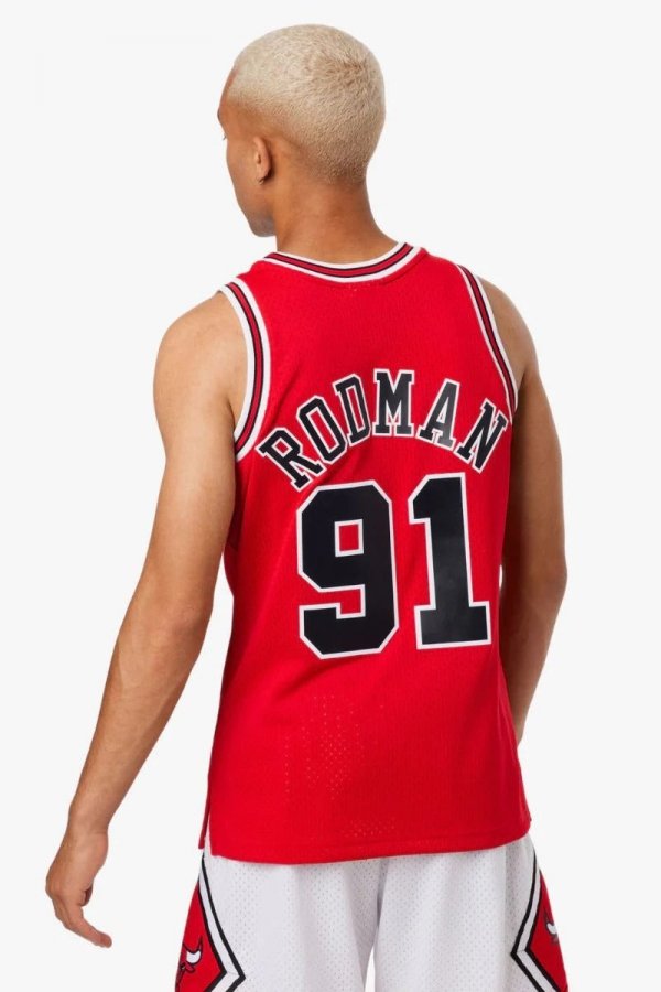 Mitchell &amp; Ness koszulka męska Chicago Bulls NBA Swingman Road Jersey Bulls 97 Dennis Rodman SMJYGS18154-CBUSCAR97DRD