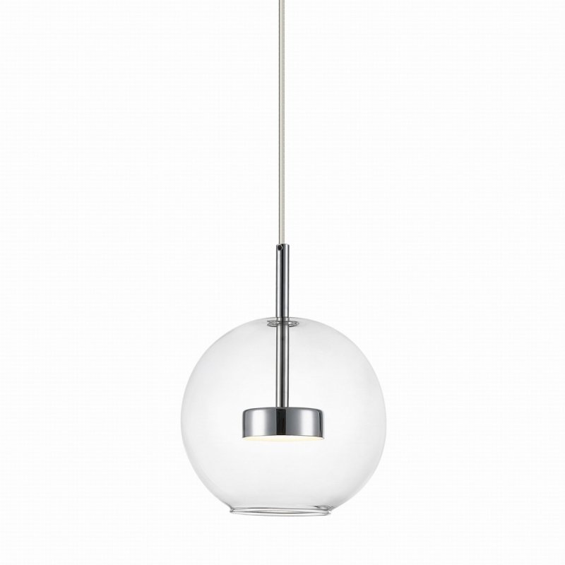 Lampa wisząca pojedynczy zwis ze szklanym kloszem ENCELADUS srebrny, LED 5W 3000K - P0428-01J-F4AC Zuma Line