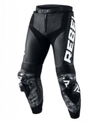 SPODNIE MOTOCYKLOWE SKÓRZANE REBELHORN REBEL BLACK WHITE 56 