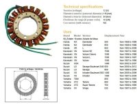 DZE UZWOJENIE ALTERNATORA STATOR HONDA NX 650 DOMINATOR 88-99; XR 650L 93-09; KAWASAKI VN 1500 VULCAN 87-97; SUZUKI LS 650 SAVAG 