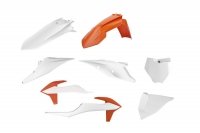 POLISPORT KOMPLET PLASTIKÓW KTM SX/SX-F 19-22 W ZESTAWIE TABLICA PRZEDNIA (8574200001) KOLOR BIAŁY POMARAŃCZOWY OEM 